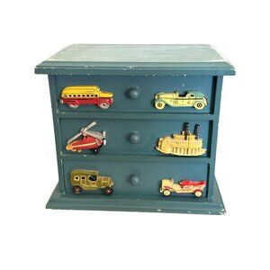 Vintage Wooden Miniature Chest Of 3 Drawers